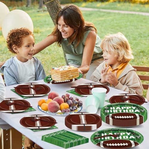 Qyeahkj QY1429 100 Pcs Football Party Supplies Set Football Birthday Plates And Napkins Sports Party Tableware Packs Decorations Sports Disposable Paper Plates Napkins Forks thumb #4