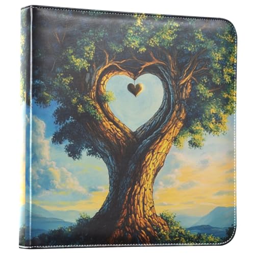 Álbum de fotos ALAZA Romantic Hearts and Trees, cubierta de cuero PU, encuadernación con tres anillos, para bodas, viajes y recuerdos familiares miniatura 1
