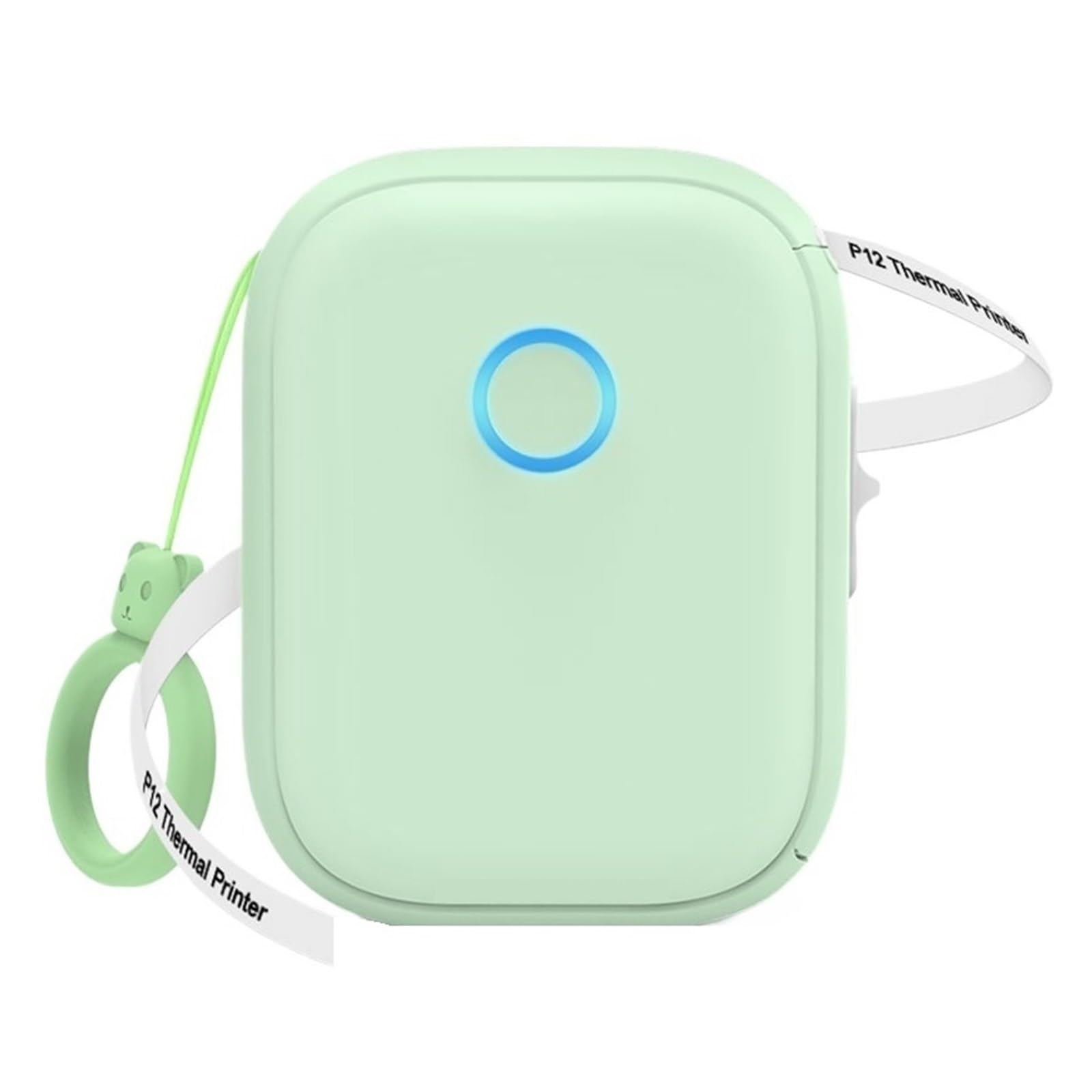 P12 Mini Imprimante D'étiquettes Portable Bluetooth Machine D'étiquettes sans Fil Adhésif Thermique Autocollant Imprimante Étiquette Ruban Papier Facile à Utiliser(Green Printer Set)