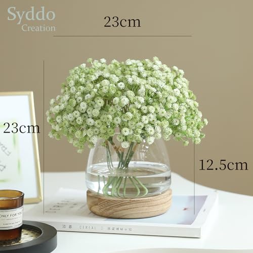 Syddo 6-Bunches Artificial Flowers In VASE, Gypsophila/Baby Breath Green Fake Flowers - Image 3