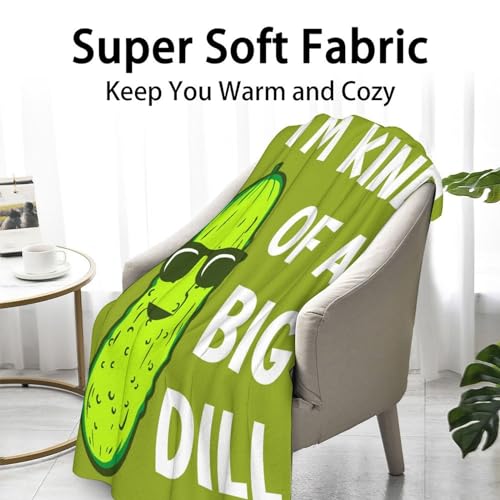 Pickle Throw Blanket for Women Men - 60x80 Inches Twin Size - Soft Fluffy Cozy Blankets Gift - Green Funny Blanket Throws for Bed, Sofa, Winter