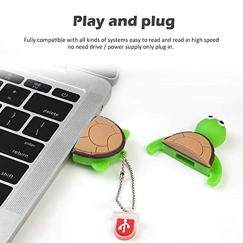Image of BorlterClamp 64GB USB Flash Drive Cute Cartoon Sea Turtle Model Memory Stick, Gift for Students and Children