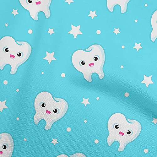 oneOone Velvet Aqua Blue Fabric Teeth Sewing Fabric By The Yard Printed DIY Clothing Sewing Supplies 58 Inch Wide