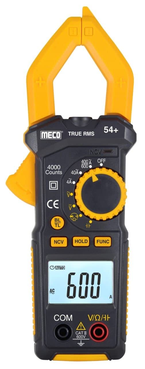 Meco 54+ Digital Clampmeter 600A AC TRMS Auto Ranging, 3¾ Digit, 4000 Counts, Capaqcitance, Data Hold, Backlight, Torchlight, NCV (LED, Buzzer & EF Strength), APO (B0BLWHDLNZ) Amazon Price History, Amazon Price Tracker