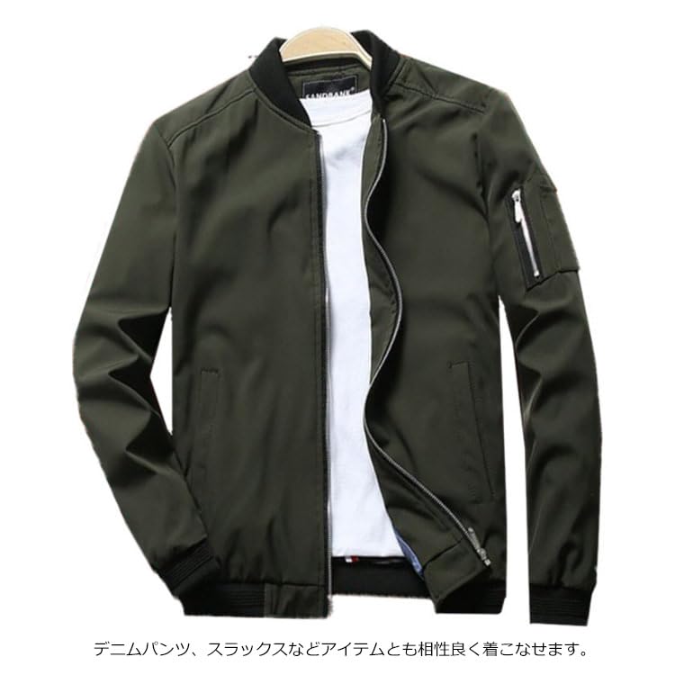 MA-1 スタジャン ジャケット 黒 綿麻ジャケット メンズ アウター スタジャン サマージャケット