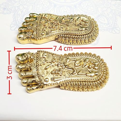 Image of ARNAVIRA Real 24K Gold Plated Maa LakshmiJi Charan Paduka | Maa Lakshmi Feet for Pooja Room /Return Gift & House Warming