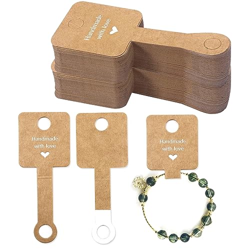 ReaJoys Bracelet Display Cards, 100pcs Necklace Jewellery Display Cards Handmade Bracelet Packaging Card for Keychain Earring Displaying