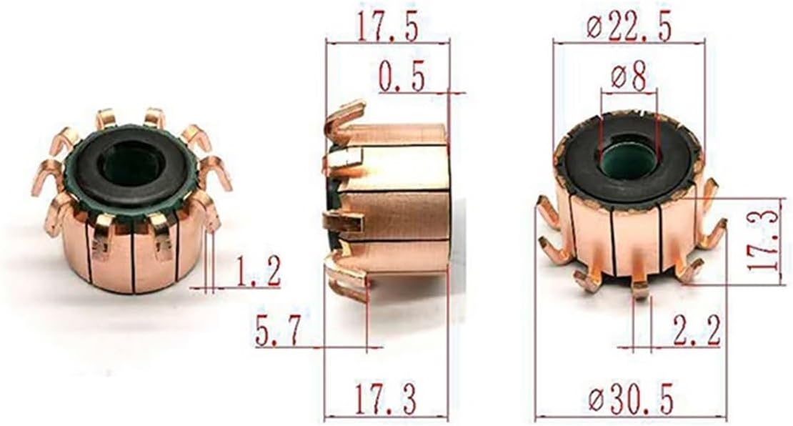 Electrical Motor Commutator 8x22.5x17.5 mm 10P Copper Hook Type Electronic Accessories 1PC