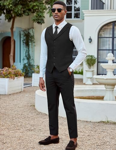 COOFANDY Men's Suit Vests Slim Fit Waistcoat Notch Lapel Casual Formal Vest3
