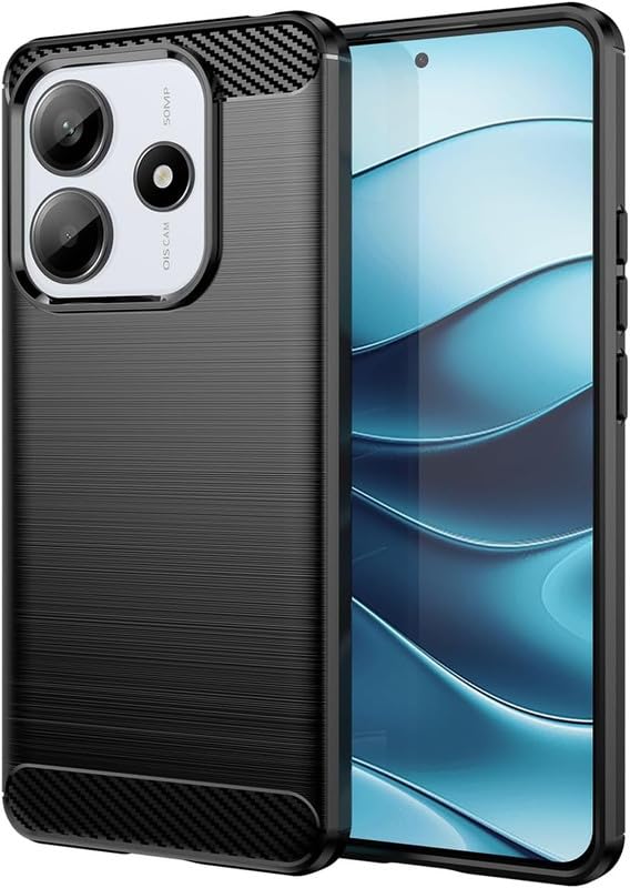 Image of NPRC Hybrid Ultra Slim Protective Case TPU Non-Slip Carbon Fiber Texture Shockproof Case Cover for Redmi Note 14 5G - Black
