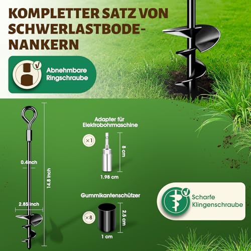 Lot de 8 piquets d'ancrage, kit d'ancrage pour tentes de Trampoline – vue 2