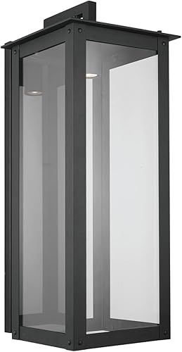 Miniatura 4 de Capital Lighting 934642BK-GL Hunt - Aplique de pared LED de cristal transparente para exteriores, 1 luz de 7 vatios, 36 pulgadas de alto x 14