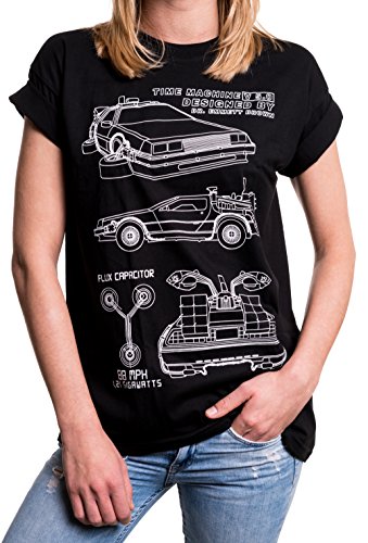 MAKAYA Top Talla Grande Manga Corta - Regreso al Futuro - Camiseta para Mujer Estampada con Coche...