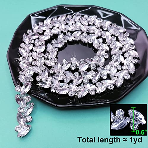 image for Yhsheen 1 Yard Rhinestone Trim Diamond Crystal Rhinestone Chain Sparkl