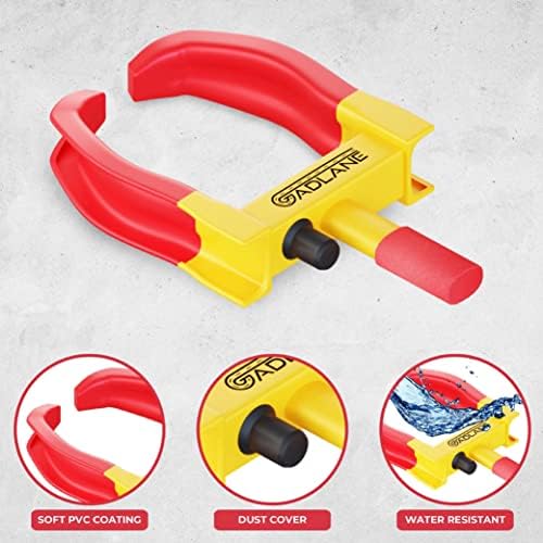 GADLANE Wheel Clamp - Heavy Duty Car Wheel Lock with 3 Keys, Car Lock Anti-Theft Device Fits All 7-11" Width Tyres, High Visibility Wheel Clamp for Car, Caravan, Trailer, Motorhome, Van (Yellow/Red)