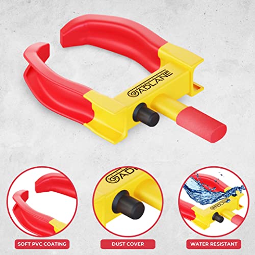 GADLANE Wheel Clamp - Heavy Duty Car Wheel Lock with 3 Keys, Car Lock Anti-Theft Device Fits All 7-11" Width Tyres, High Visibility Wheel Clamp for Car, Caravan, Trailer, Motorhome, Van (Yellow/Red) - Image 4