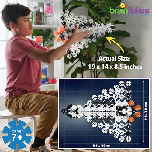 Brain Flakes Space Shuttle Building Set with Detailed Step by Step Instructions Booklet - 381 Pieces - Wheels and Axles Included - Construct a 19 Inch Large Space Ship - Ages 7+ Years Old - Image 3