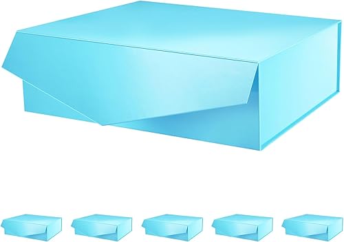 Miniatura 7 de PACKHOME Caja de regalo de 9 x 6.5 x 3.8 pulgadas, caja de dama de honor, caja plegable rectangular con tapa magnética para embalaje de regalo (azul