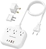 PD30W European Travel Plug Adapter, International Power Adapter with 3 Outlets 2 USB-C and 2 USB-A Fast Charger, Universal Travel Adapter with 3ft Extension Cord for EU US UK Europe France Spain