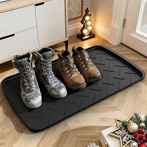 Boot Tray Heavy Duty Rubber Mat with Lip, Waterproof Shoe Mat Tray for Entryway, Multi-Purpose for Indoor or Outdoor, 27.56 x 15.75 Inch