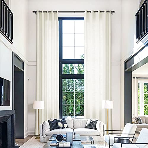 Fcosie Extra Long Extra Wide Natural Linen Curtain Panels Drapes Tall Curtains for High Living Room Grommet Draperies Room Darkening Window Treatment, 100" Wide x 288" Long, Ivory White, Set of 2