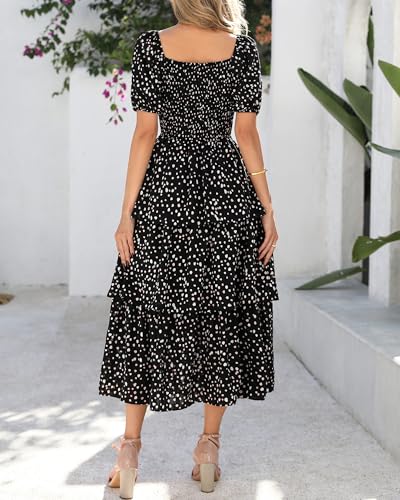 Image of BTFBM Womens Floral Smocked Summer Maxi Dresses
