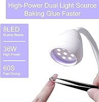 Vista 2 de Luz de escritorio LED UV de 36 W con caja de almacenamiento, luz de escritorio de cuello de cisne flexible con interruptor, luz de lámpara de curado
