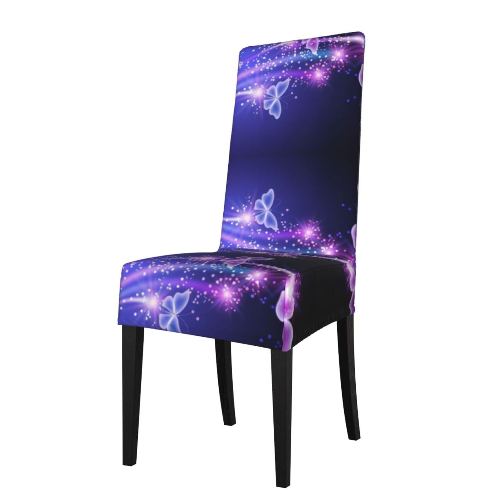 YYHWHJDE Butterfly Purple Prints Protection Cover for Dining Chair – Stretchable Slipcovers for a Refreshing Dining Room Makeover