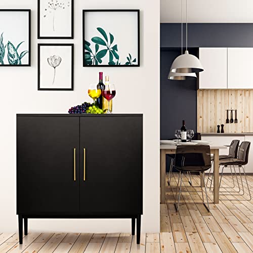 Rehoopex Free Standing Cabinet, Accent Cabinet With Door, Modern Black Sideboard, Wooden Black Side Storage Cabinets For Bedroom, Kitchen,Home Office #TOP6
