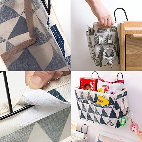Bett Organizer zum Einhängen, Multifunktionale Bett Tasche mit Darhthaken Hängetasche Hochbett Aufbewahrungstasche Betttasche für Buch, Magazin, Handy, Kopfhörer Bett Aufbewahrung (Blaues Dreieck) - Image 6
