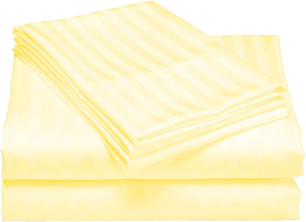 Scala Bedding 500 Thread Count Egyptian Cotton Luxurious Striped Duvet Cover Queen Butter