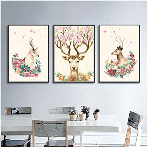 Poster animal minimaliste élan pour décoration de Noël et salon moderne