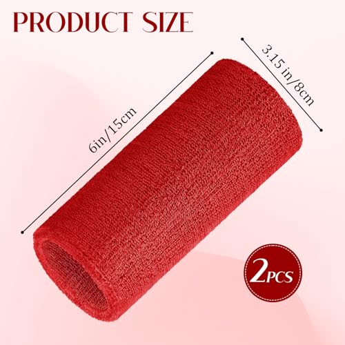 Image of WILLBOND 2 Pcs 6 Inch Wrist Sweatbands for Men and Women, Moisture Athletic Cotton Sweatband for Tennis, Basketball, Running