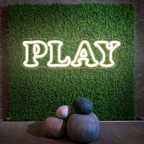 Image of Play Neon Sign Dimmable Neon Signs for Wall Decor Blue LED Signs USB Light Up Sign for Playroom Wall Decor kids Toddler Little Boy Room Wall Decor Bedroom Wall Art Play Room Essentials