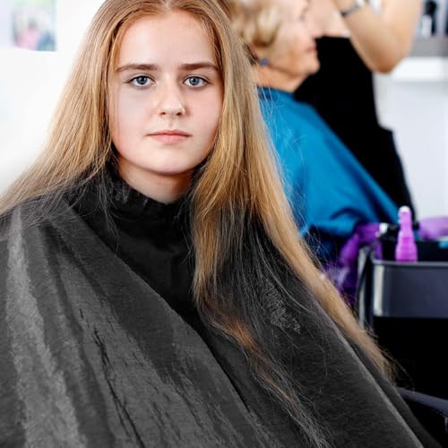 Capa de corte de cabello Abaodam negra con cierre de corbata para peluqueros profesionales y uso en salón miniatura 5