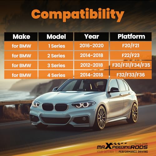 Image of maXpeedingrods Front Upper Strut Bar Compatible with BMW 1, 2, 3, 4 Series (2012-2018) Aluminum Powder Coating Strut Tower Brace