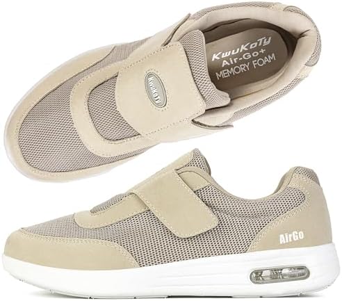 KWUKOTY Diabetiker Schuhe Damen, Orthopädische Schuhe Extra Weit | Anpassbare 3-lagige Einlegesohle, leichter Klettverschluss, stoßdämpfendes Luftpolster und rutschfeste Laufsohle