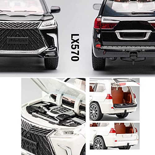 Image of 1:24 Diecast Metal Car Model Lx570 Toy Cars For Kids Pull Back Openable Doors With Light Sound|Multicolor