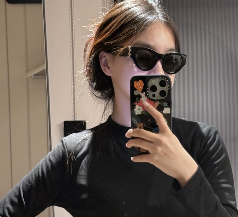 Cat Eye Sunglasses for Women, Black Frame with Gold Accent, Retro Style Novelty Eyewear - Image 2