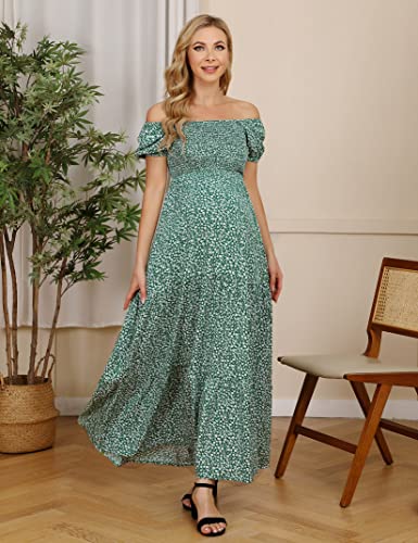 Image of Maternity Dress Women's Off Shoulder Split A Line Casual Maxi Dress Photography Dress for Babyshower
