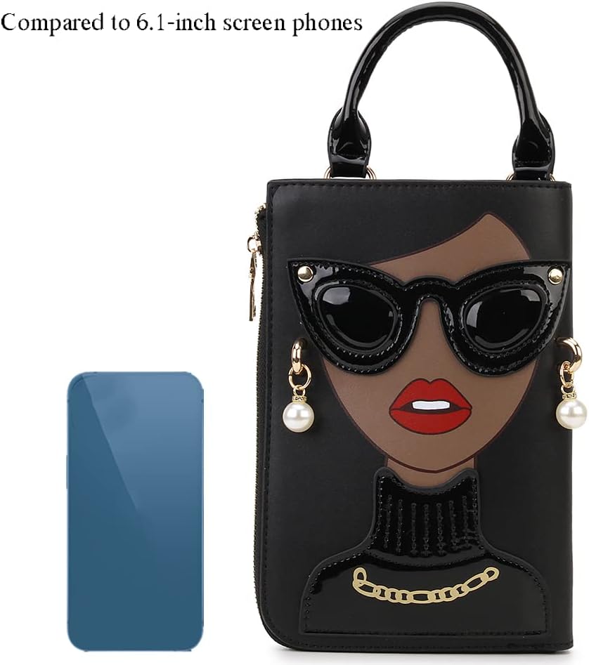 Women Novelty Lady Face Shoulder Bags Funky PU Leather Top Handle Satchel Handbags Clutch Purse for Women - Image 5