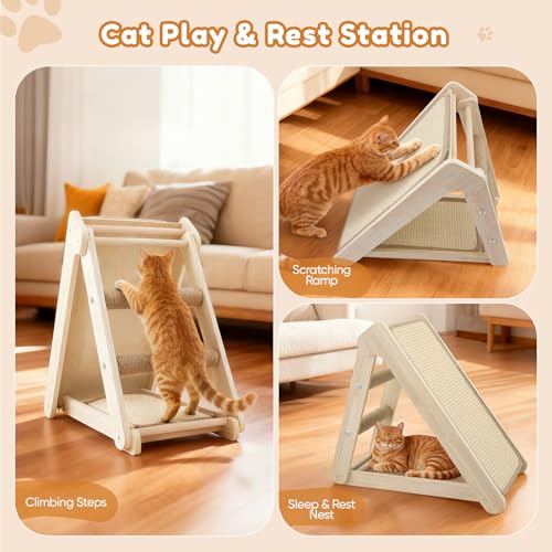 Griffoir double face en sisal pour chats exigeants avec structure en triangle - 15