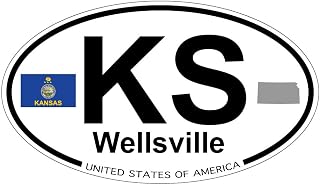 Wellsville, Kansas Oval Sticker with State Flag