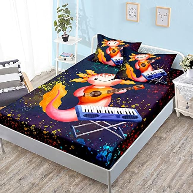 HOSIMA Gaming Bedding Gamepad Fitted Sheet Twin Size and Gamer Bedding Sets for Boys Used to Gamer Room Decor,1 Fitted Sheet+2 Pillowcases.