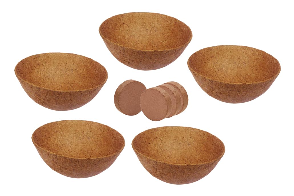 COIR GARDEN COIRGARDEN-Coco Fiber Liner - Full Liner Hanging Baskets Hanging Coir Round Liner Round Liner 12 inch Plant Baskets Liner, Flower pots for Balcony- Buy 5 Pieces (GET Coco Disk 4 NOS Free) (B07BQL83T6) Amazon Price History, Amazon Price Tracker