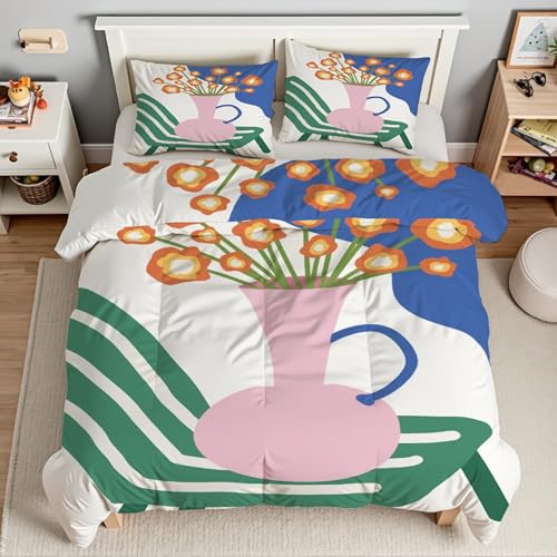 Housse de couette 200x200 vase microfibre douce pour lit double facile à enfiler avec zip - 3