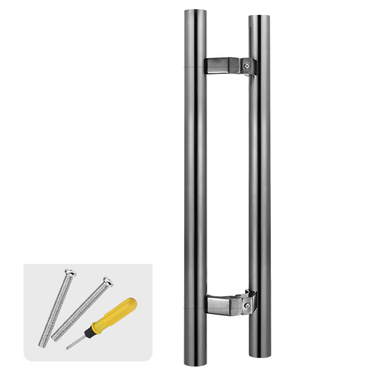 CWCQGH Modern Door Pull Handle Sliding Barn Door Push Pull Bar, H-Shape Stainless Steel Door Handle, Exterior Door Handle Push/Pull Include Fittings,Metallic-120cm/47inch