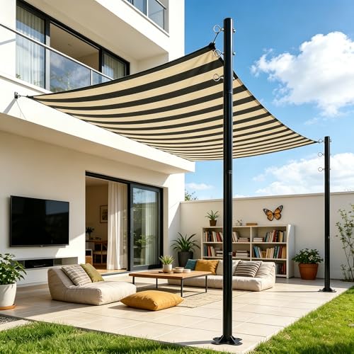 2 Pack 12 Ft Shade Sail Poles Heavy Duty Metal Outdoor Support Post Kit Rust-Resistant Shade Sail Support Poles Adjustable Metal Sun Shade Poles for Patios Courtyards Backyards and Gardens