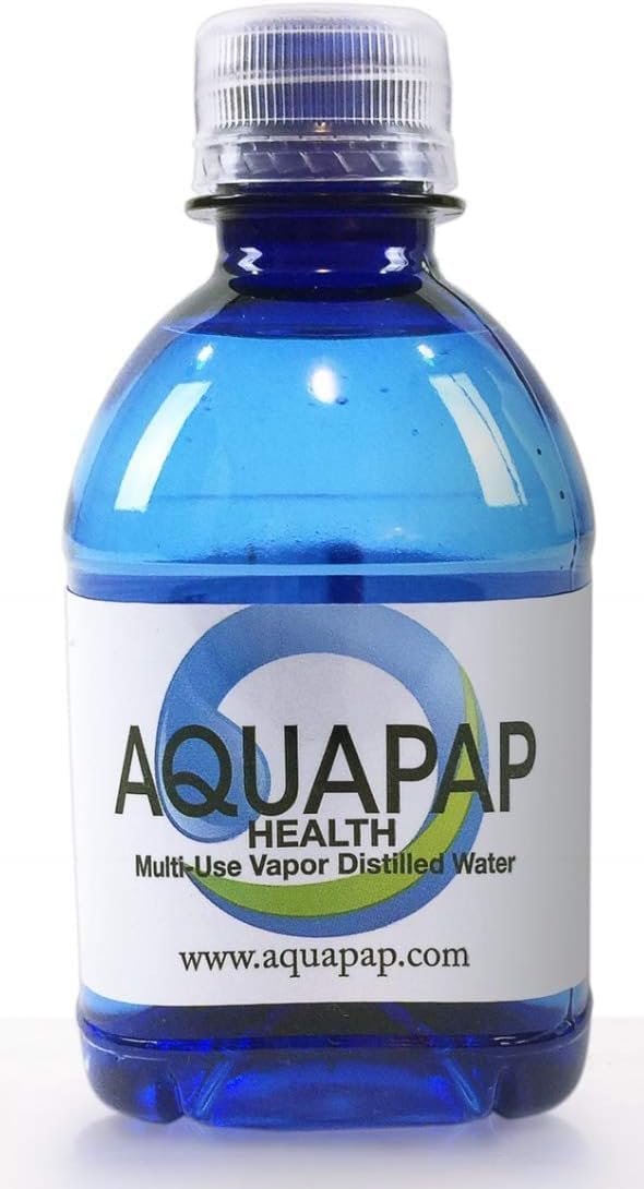 Aquapap Health Neti Pot Nasal Irrigation Vapor Distilled Water 8 Pack of 8oz Single Serve Bottles (Water only Does not Include neti Pot)