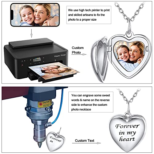 Sterling Silver Heart Locket Necklace For Women, Angel Wings Lockets Necklace For Women That Hold Pictures, Gold/Silver/Rose Gold Personalized Engrave Memorial Lockets For Kids Girl With Chain 12-22In #TOP3